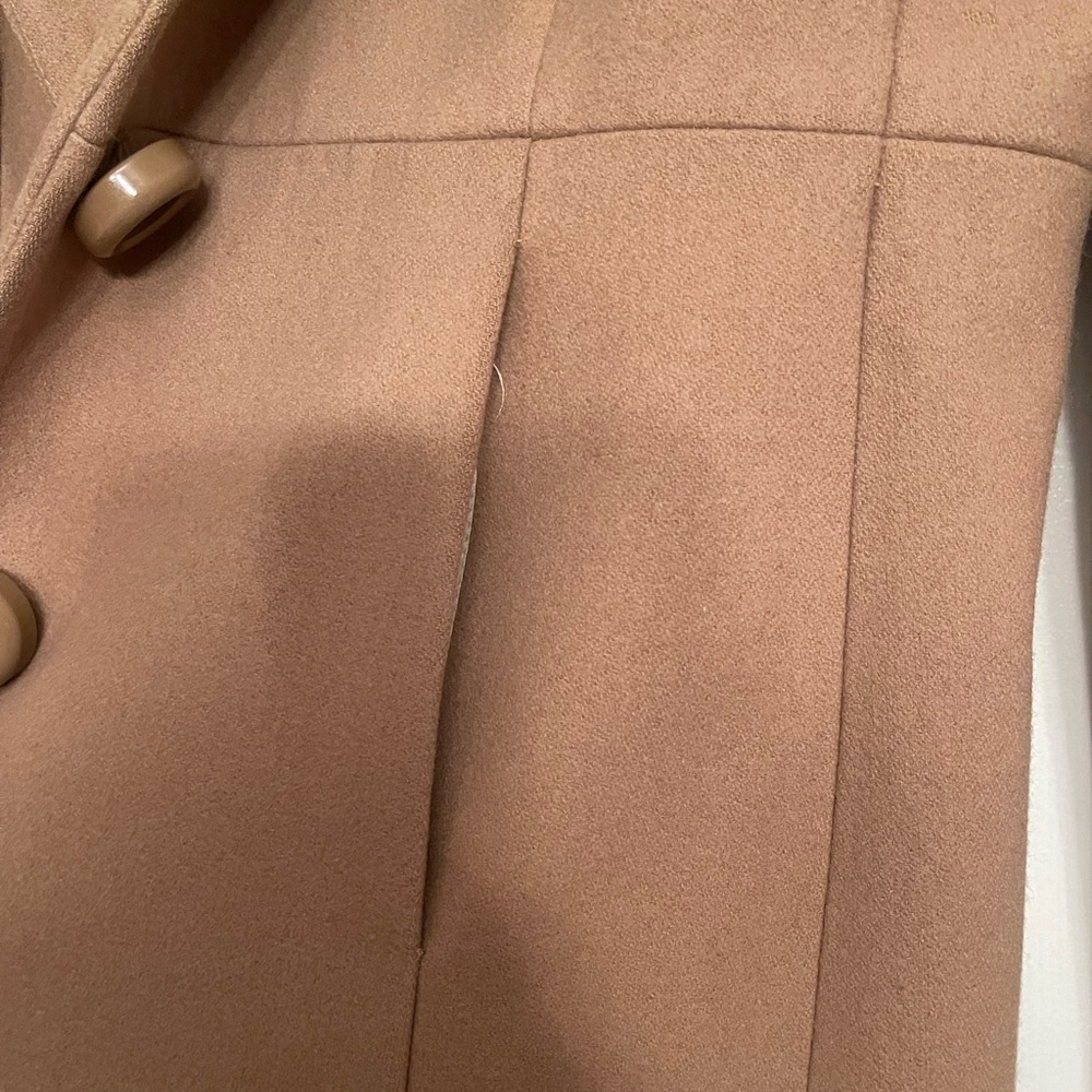 Authentic J.Crew coat Uptown Ruffle collar 10 tan $398 - Picture 4 of 7